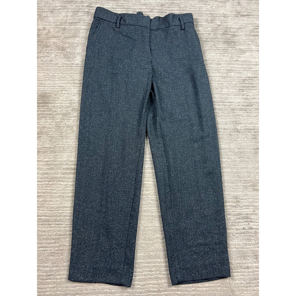 Loft Tapered Trousers Women 4 Blue Marled Elastic Back Waist Business Casual